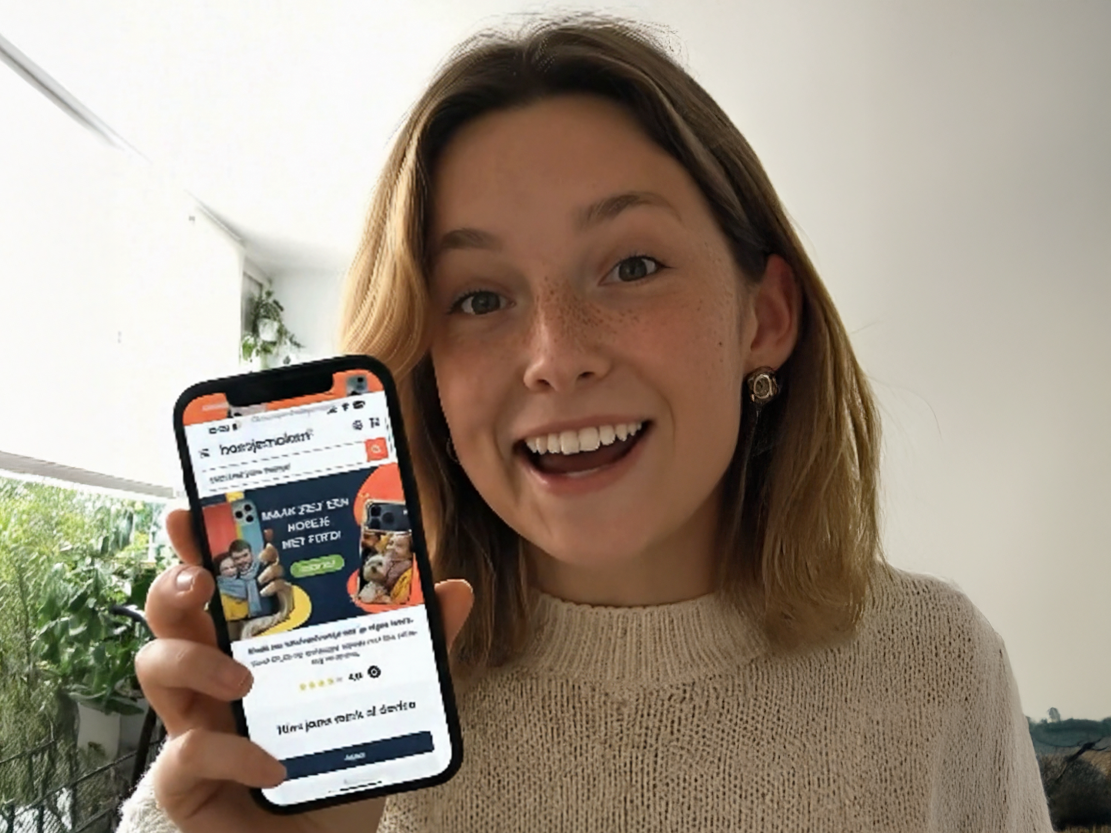 Tevreden klant met gepersonaliseerd hoesje